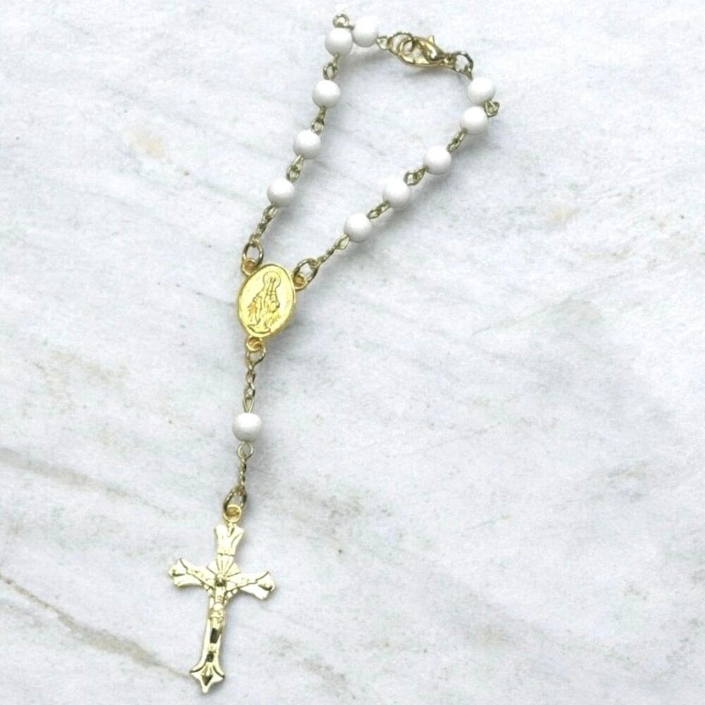 Handmade Rosary Car Rearview Mirror Catholic Christian Religious Prayer Beads